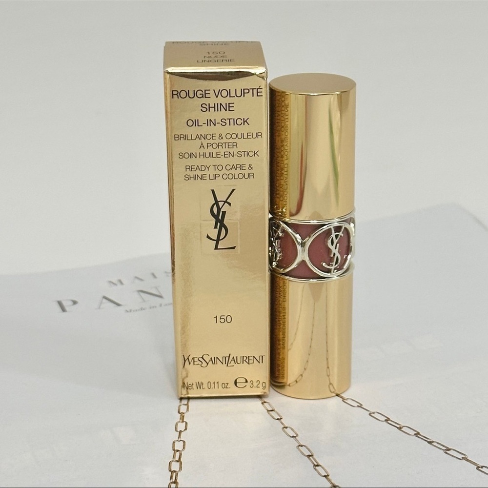 π Yves Saint Laurent Rouge Volupte Shine Oil-In-Stick 150 Nude Lingerie - Picture 6 of 7